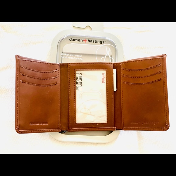 Smooth Leather Wallet for Men(tri fold, Slim, Tan) - Picture 3 of 6